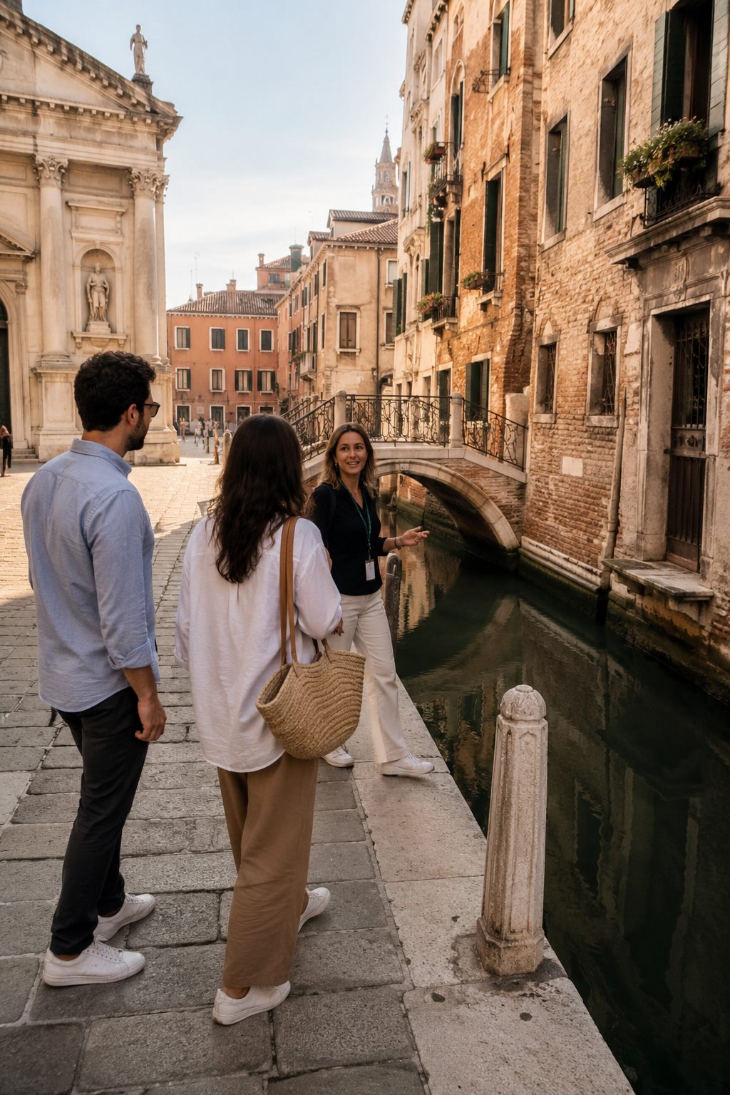 Private guide leading travelers between Venice highlights and hidden corners